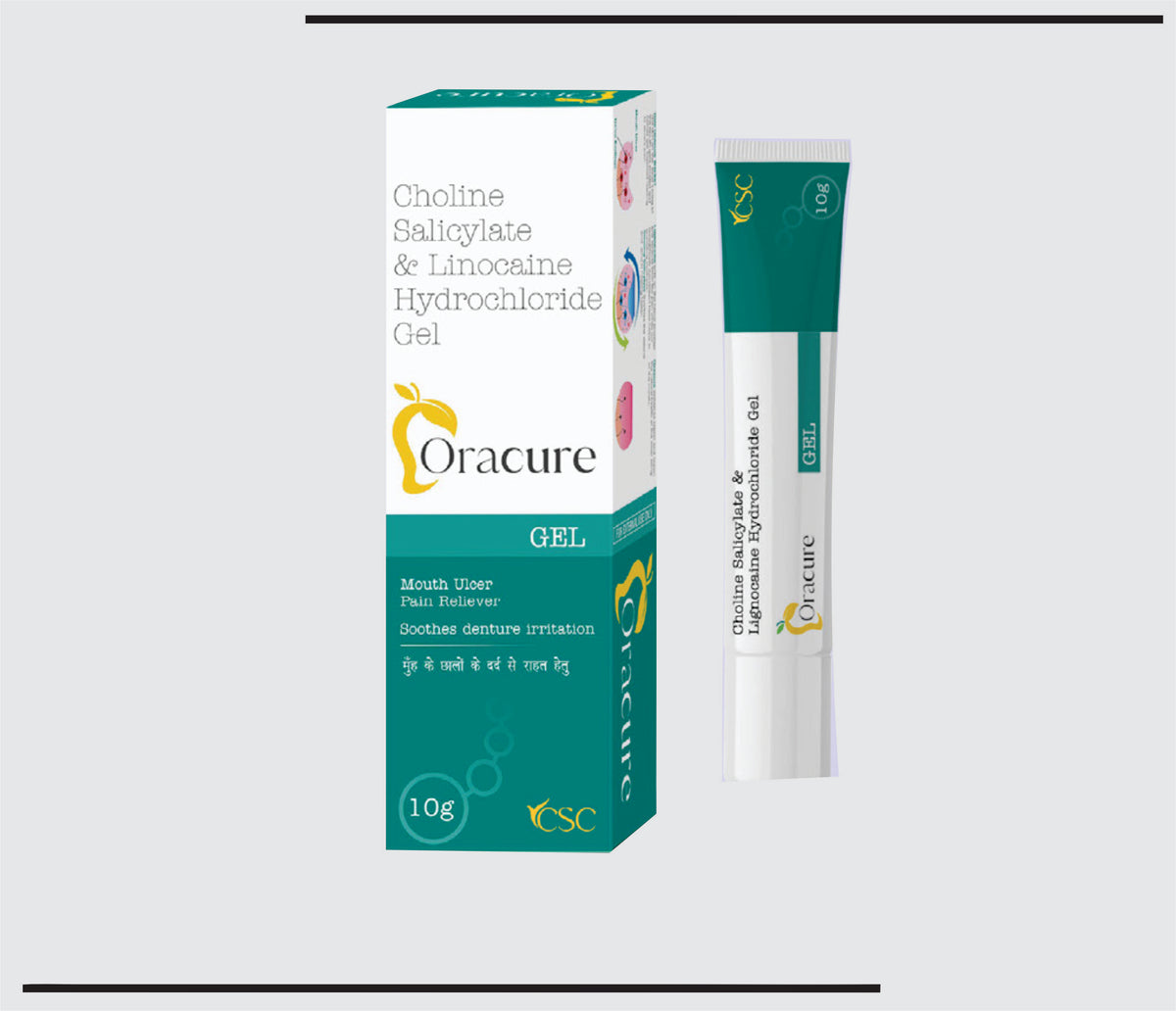 Oracure Gel (10g) Choline Salicylate 8.70% w/w + Lignocaine HCl-2.0% w/w by Csc