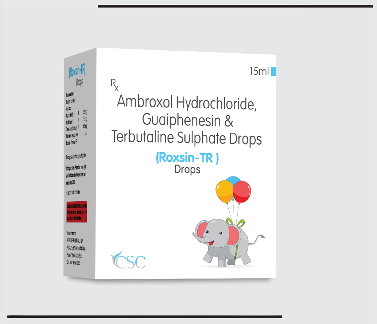 Roxsin TR Drops (15ml) Ambroxol + Guaphen. + Terbutaline Drops by Csc