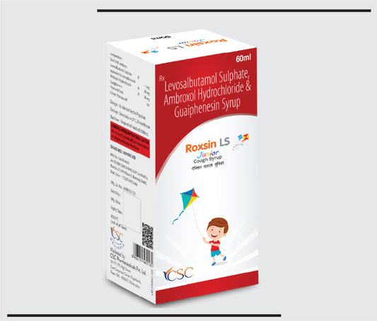 Roxsin-LS Junior (60ml) Levosulbutamol + Ambroxol & Guaiphensin Syrup by Csc