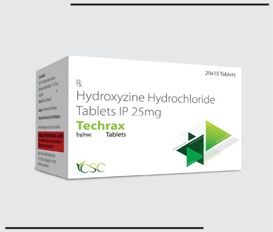Techrax  (20x15) Hydroxyzine Hydrochloride Tablets I.P. 25 mg by Csc