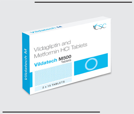 Vildatech M 500 (5x2x15) vildagliptin 50 mg + Metformin Hcl 500 mg by Csc