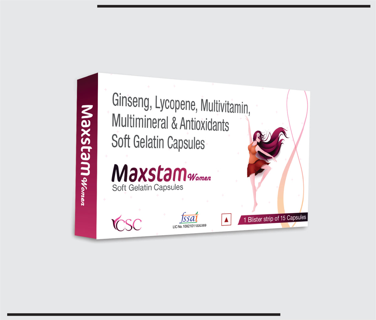 Maxstam Women  (10x1x15) Ginseng extract,Evening Primrose oil,grape seed extract lycopene,multivitamin,multimineral& antioxidants by Csc