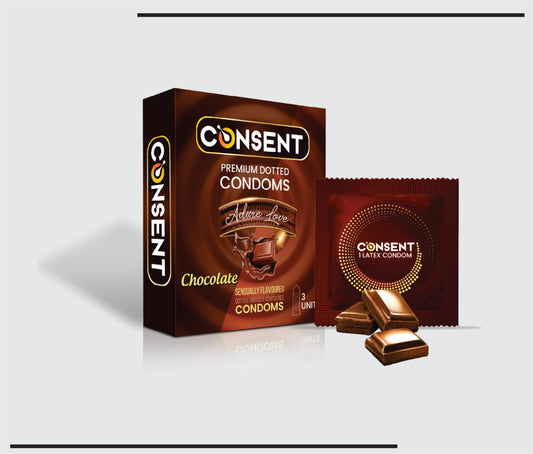 Consent Condoms 3's Pack  (48x3's) Stawberry and Chocolate Flavoured Condoms by Csc