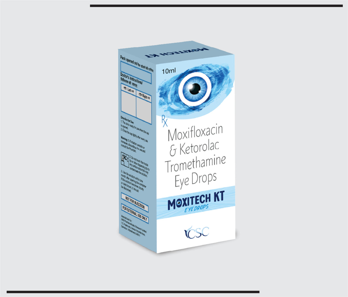 Moxitech KT  (10 ml ) Moxifloxacin  Hydrochloride IP 0.5%+Ketorolac Tromethamine IP 0.4%  by Csc