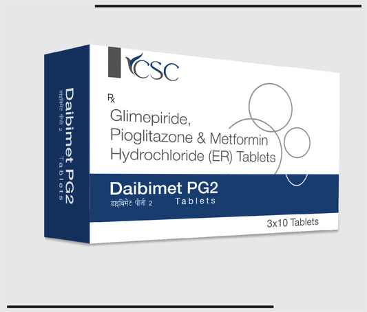 Daibimet PG2 (5x3x10) Metformin 500mg  + Glimepride 2mg + Pioglitazone 15mg by Csc