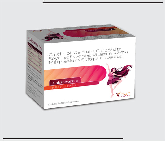 Calciness Fem (10x1x10) Calcitriol 0.25mcg + Calcium Carbonate 500mg + Soya Isoflavones 50mg +  Vitamin K27 45mcg + Magnesium 50mg by Csc