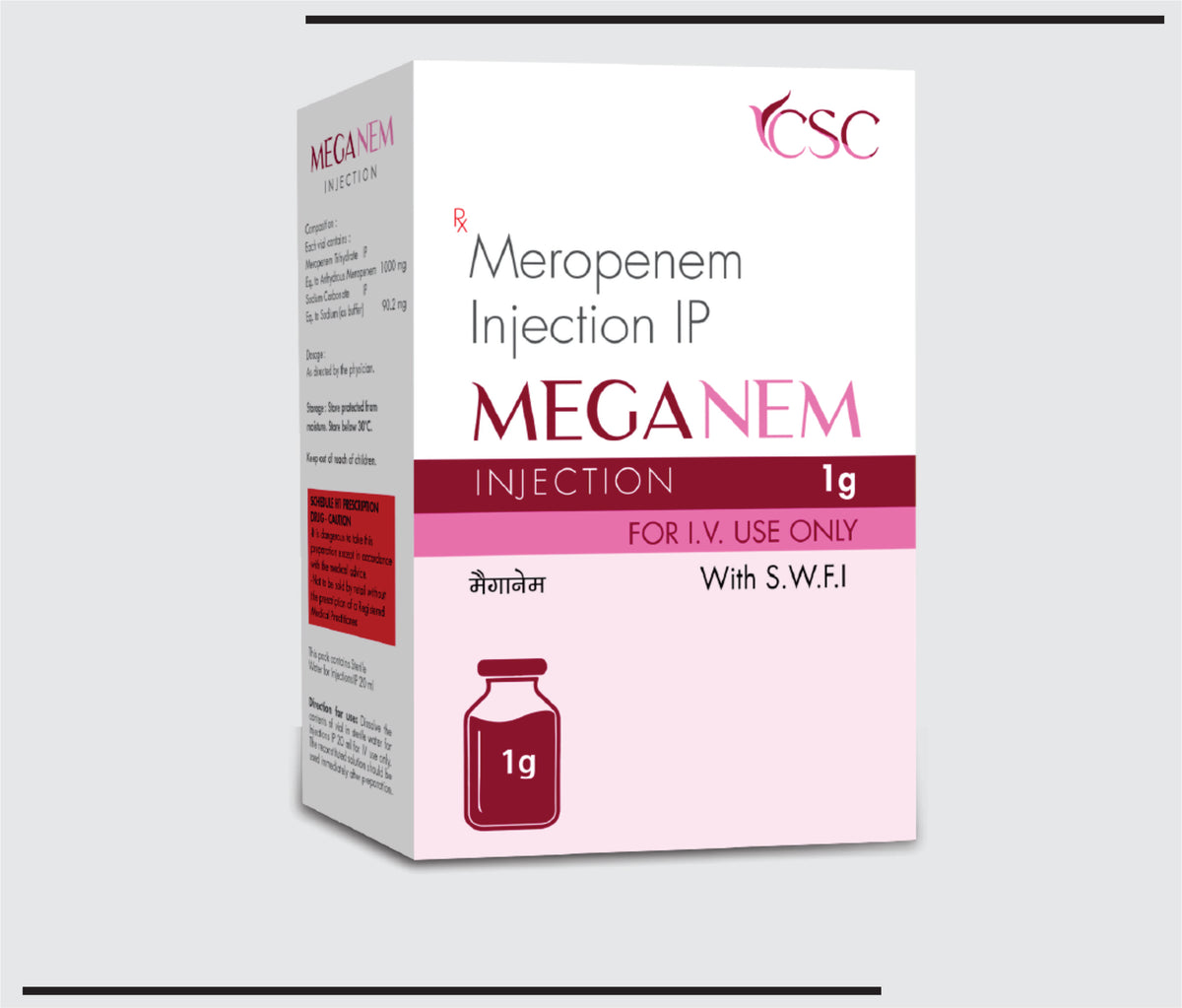 Meganam  (Vial) Meropenem Trihydrate 1000mg + Sodium Carbonate 90.2mg by Csc