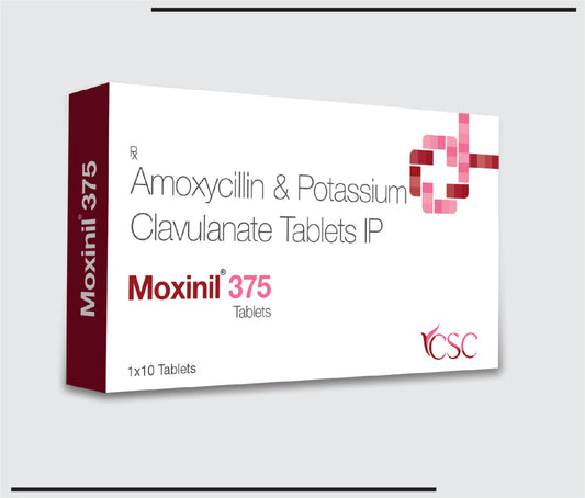Moxinil 375 (10x1x10) Amoxycillin 250mg + Clavulanic Acid 125mg by Csc