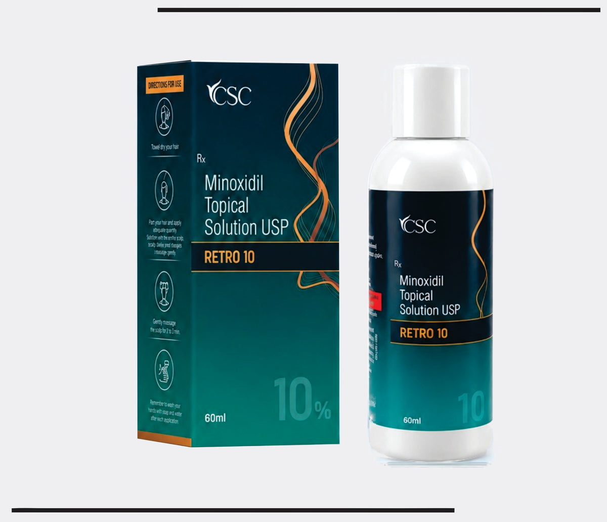 Retro 10 (60ml) Minoxidil Solution 10%  by Csc