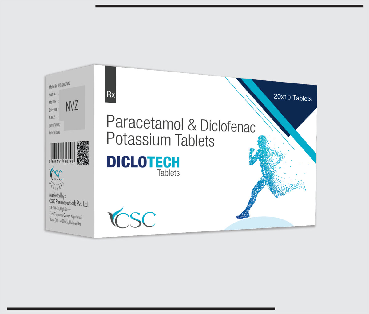 Diclotech  (20x10) Diclofenac Potassium 50 mg + Paracetamol 325 mg  by Csc