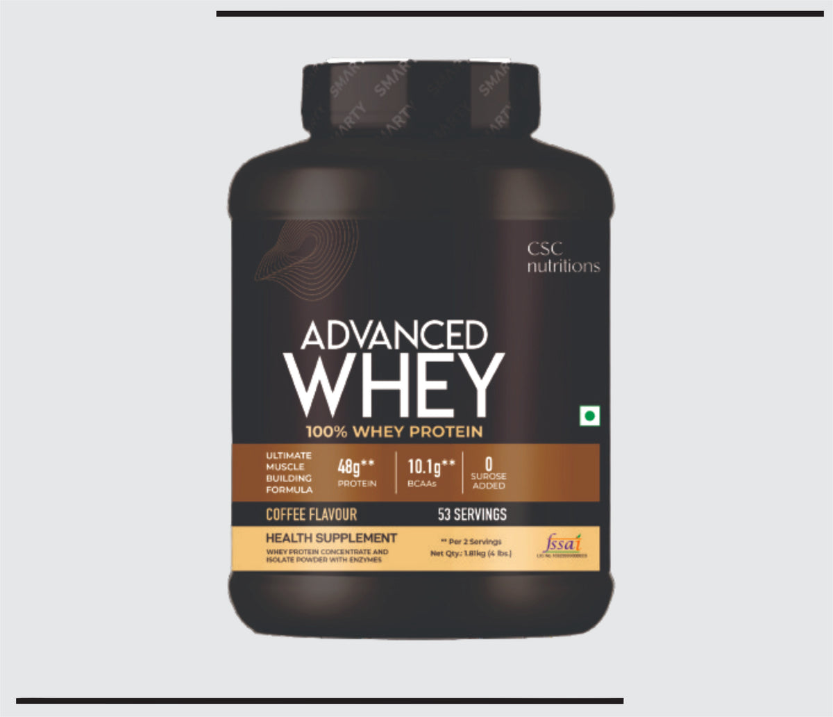 CSC WHEY Protein 4LB  (1.81Kg) Concentrated Whey Protein Powder (Coffee Flavour) by Csc
