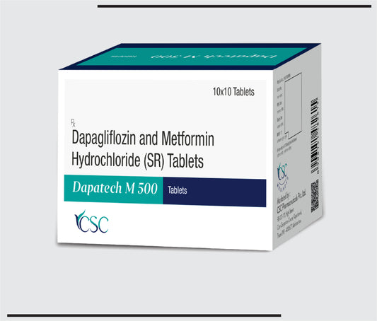 Dapatech  M 10/500 (10x10) Dapagliflozin 10 mg +Metformin Hydrochloride (SR) by Csc