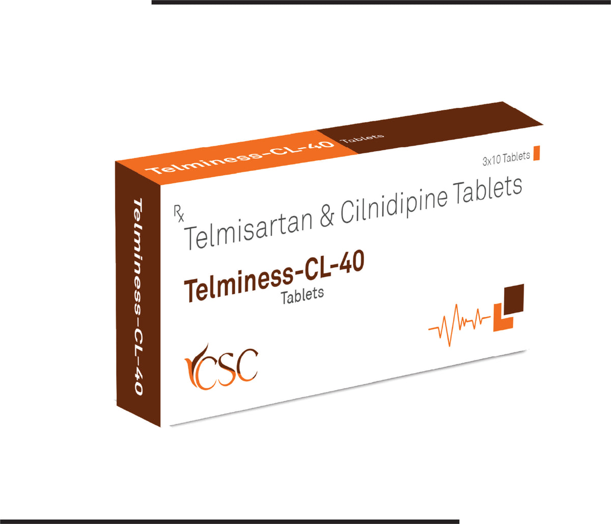 Telminess CL 40 (10X3X10) Telmisartan- 40mg + Cilinidipine- 10mg Tablets  by Csc