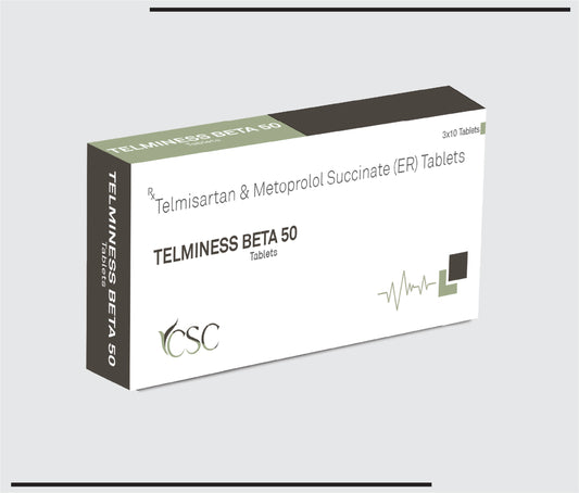 Telminess Beta 50 (10X3X10) Telmisartan- 40mg+ Metroprolol Succinate- 50mg SR  by Csc