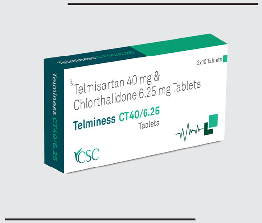 Telminess CT 40/6.25 (10X3X10) Telmisartan- 40mg + Chlorthalidone 6.25mg  by Csc