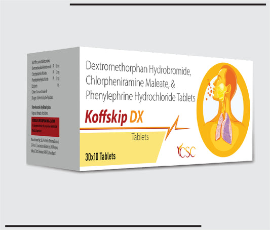 Koffskip DX (30x10) Dextrometorphan Hydrobromide 10mg+Chlorpheniramine Maleate 2 mg+Phenylephrine Hydrochloride 5mg  by Csc