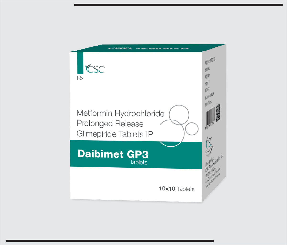 Daibimet GP3 (10x10) Metformin HCL 500mg  + Glimepiride 3mg by Csc