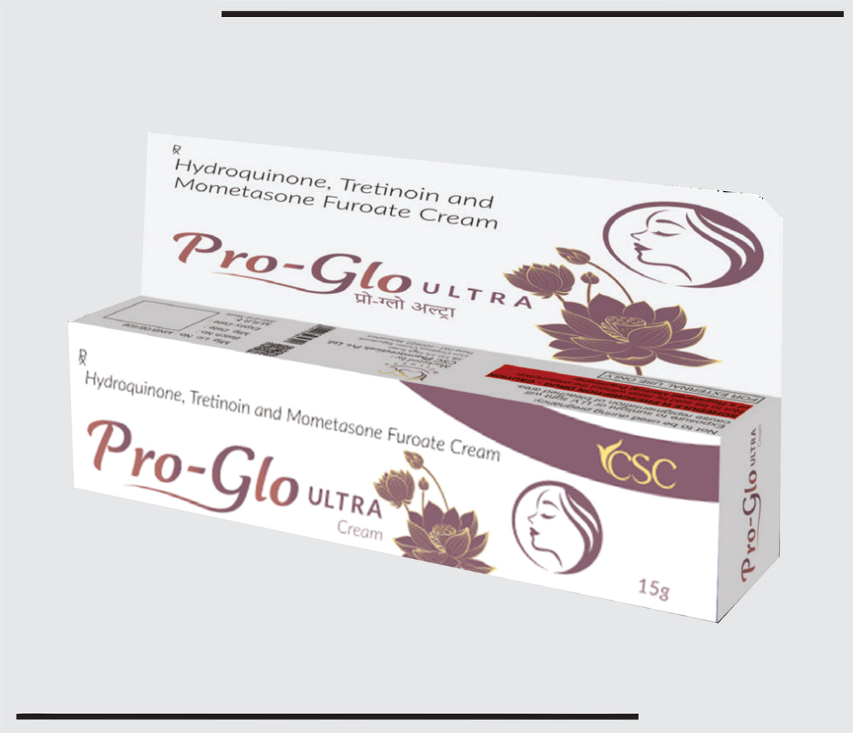 Pro-Glo Ultra  (15 gm) Hydroquionone + Tretinoin & Mometasone Cream by Csc