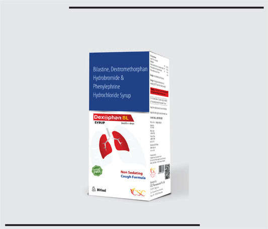 Dexophan BL (100ml) Dextromethorphan Hydrobromide10mg +Bilastine3.3mg + Phenylephrine Hydrochloride 5mg Syrup by Csc