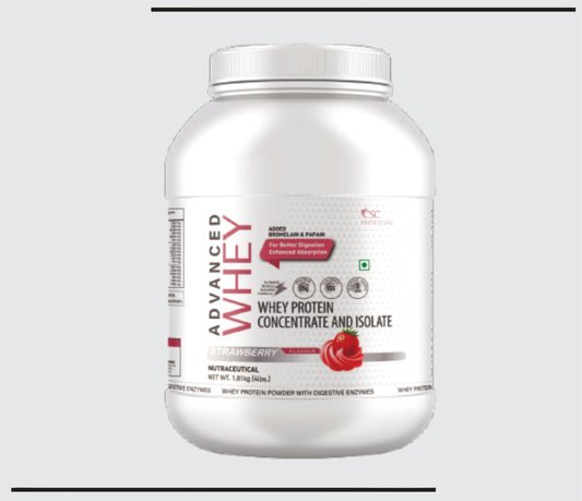 CSC Advance Whey 4 LB  (1.81Kg) Concentrated Whey Protein Powder (Strawberry Flavour) by Csc