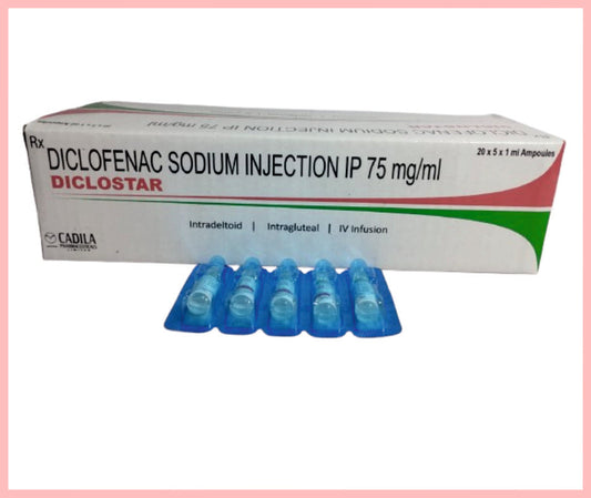 Diclostar 1 Ml Inj. 1 Ml ( Diclofenac Sodium Inj. Ip 75 Mg/Ml ) By Cadila