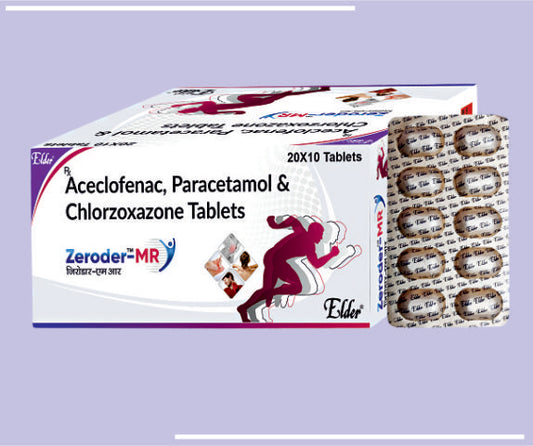 Zeroder Mr Tabs (100/325/250Mg) (20X10) Aceclo 100Mg,Para 325Mg,Chlorzoxa 250Mg By Elder