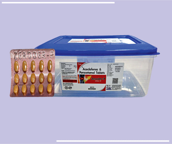Zeroder P Tabs (Plastic) (100/325Mg) (70X15) Aceclofenac 100 Mg, Paracetamol 325 Mg Tab By Elder