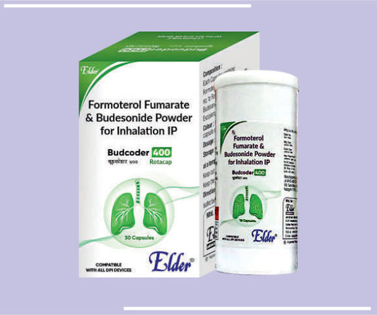 Budcoder  400 Rotacap (30Cap) Budesunide 400Mcg,Formoterol Fumarate 6 Mcg 120Mdi By Elder