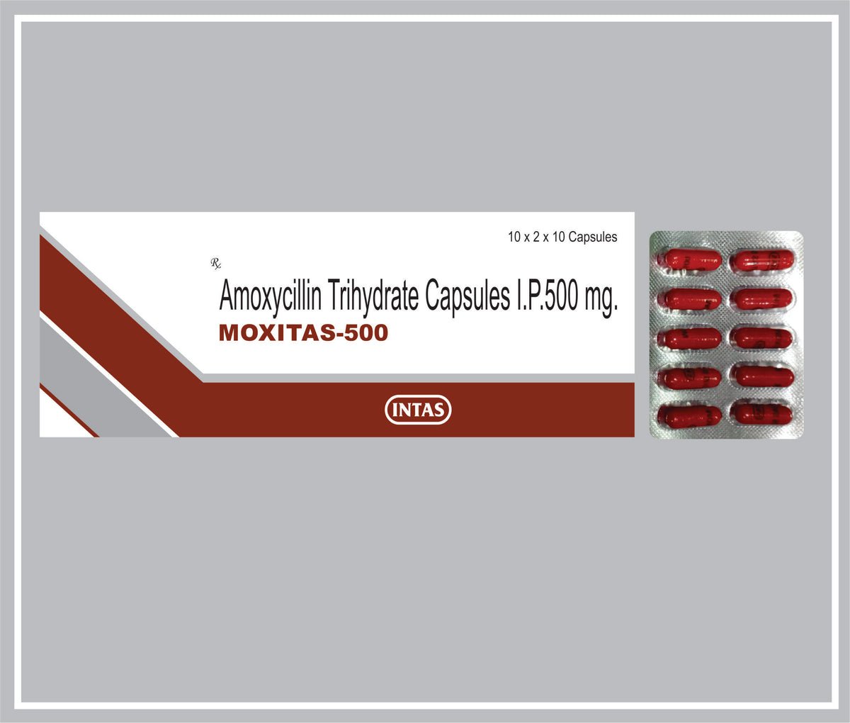 Moxitas-500 10 Cap (Amoxycillin 500Mg R/R) By Intas