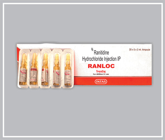 Ranloc Inj. 2Ml Amp (Ranitidine Hydrochloride 25Mg, Ampoule) By Intas