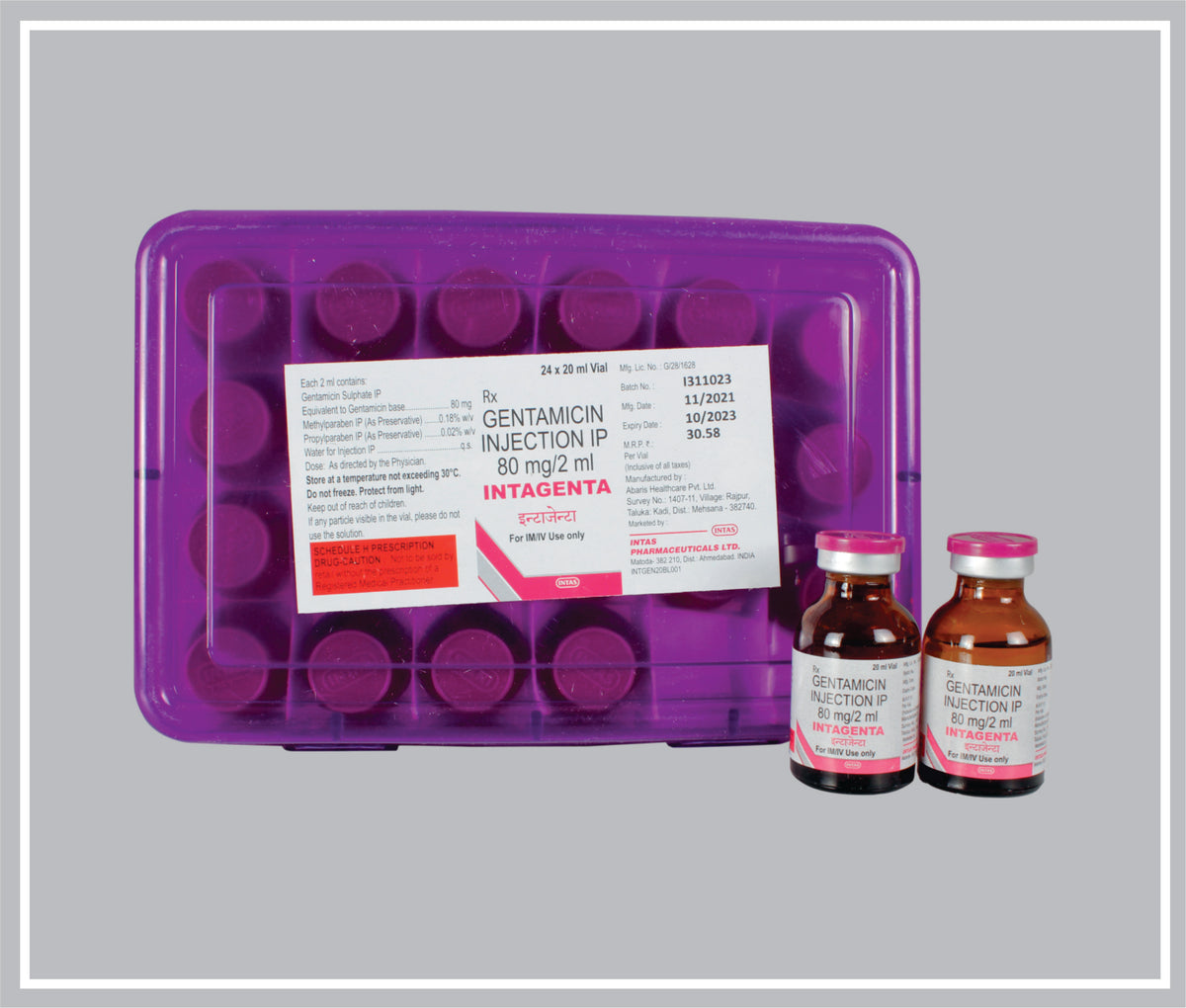 Intagenta Inj. 20Ml (Gentamicin Sulphate 40Mg /Ml ) By Intas
