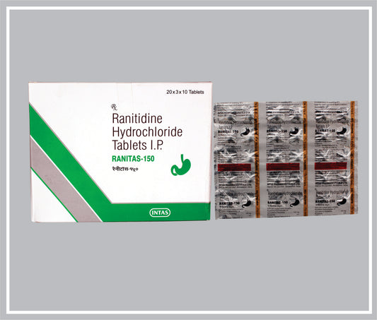 Ranitas 150 10 Tab (Ranitidine Hydrochloride 150Mg ) By Intas