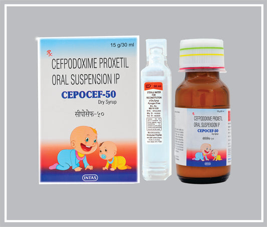 Cepocef-50 Dry Syrup (Cefpodoxime Proxetil 50Mg + Wfi ) By Intas