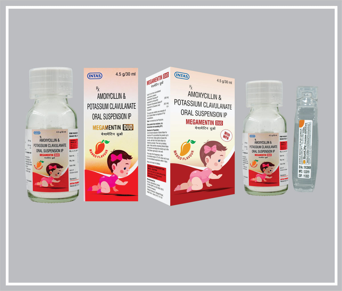 Megamentin Duo 30Ml (Amoxycillin 200Mg + Potassium Clavulanate 28.5Mg /5Ml ) By Intas