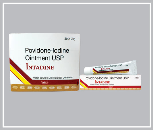 Intadine Ointment 20Gm (Povidone Iodine 5%W/W) By Intas