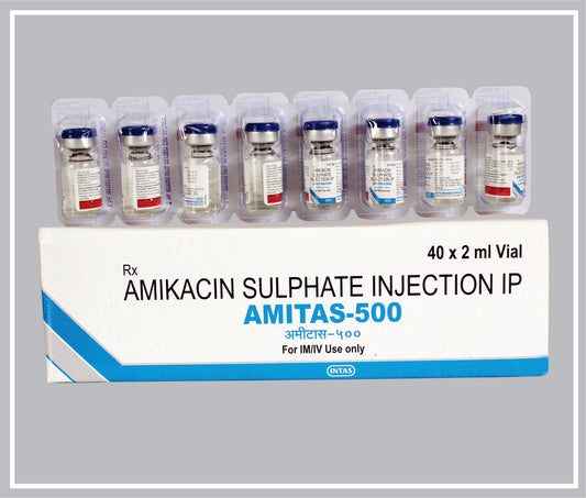 Amitas-500 Inj 2Ml (Amikacin Sulphate 500Mg /2Ml ) By Intas