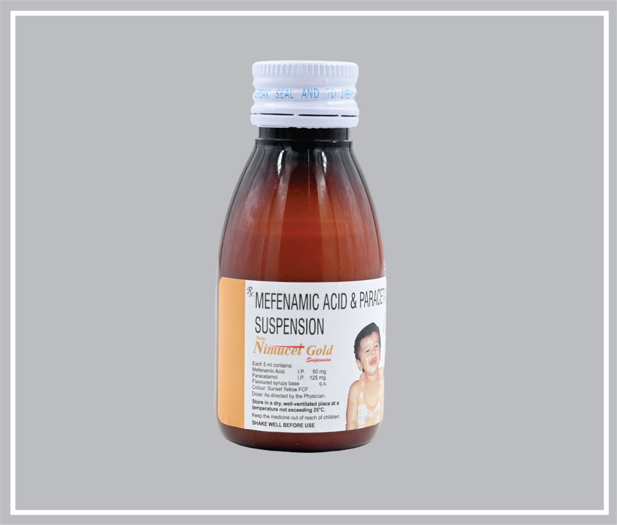 New Nimucet Gold 60Ml (Mefenamic Acid 50Mg + Paracetamol 125Mg /5Ml, Mango Flavour) By Intas