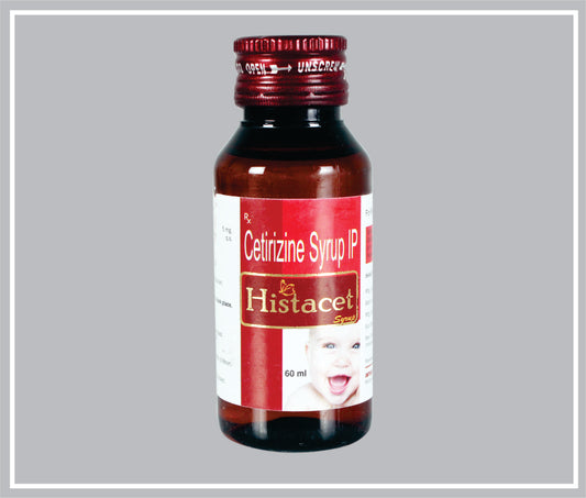 Histacet Sus. 60 Ml (Cetirizine Hydrochloride 5Mg /5Ml  ) By Intas