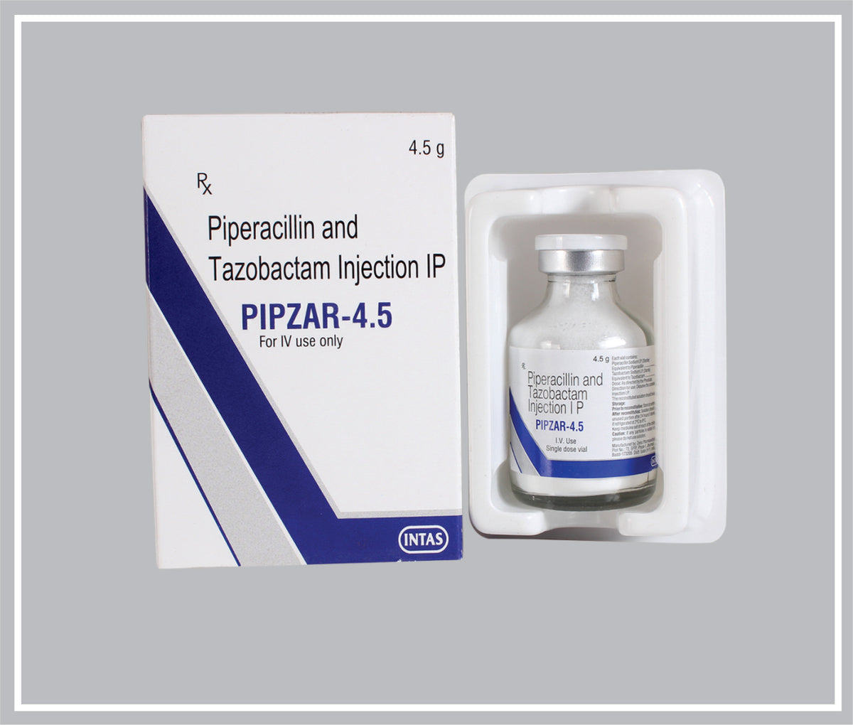 Pipzar Vial4.5 Gm (Piperacillin 4Gm + Tazobactam 0.5Gm ) By Intas