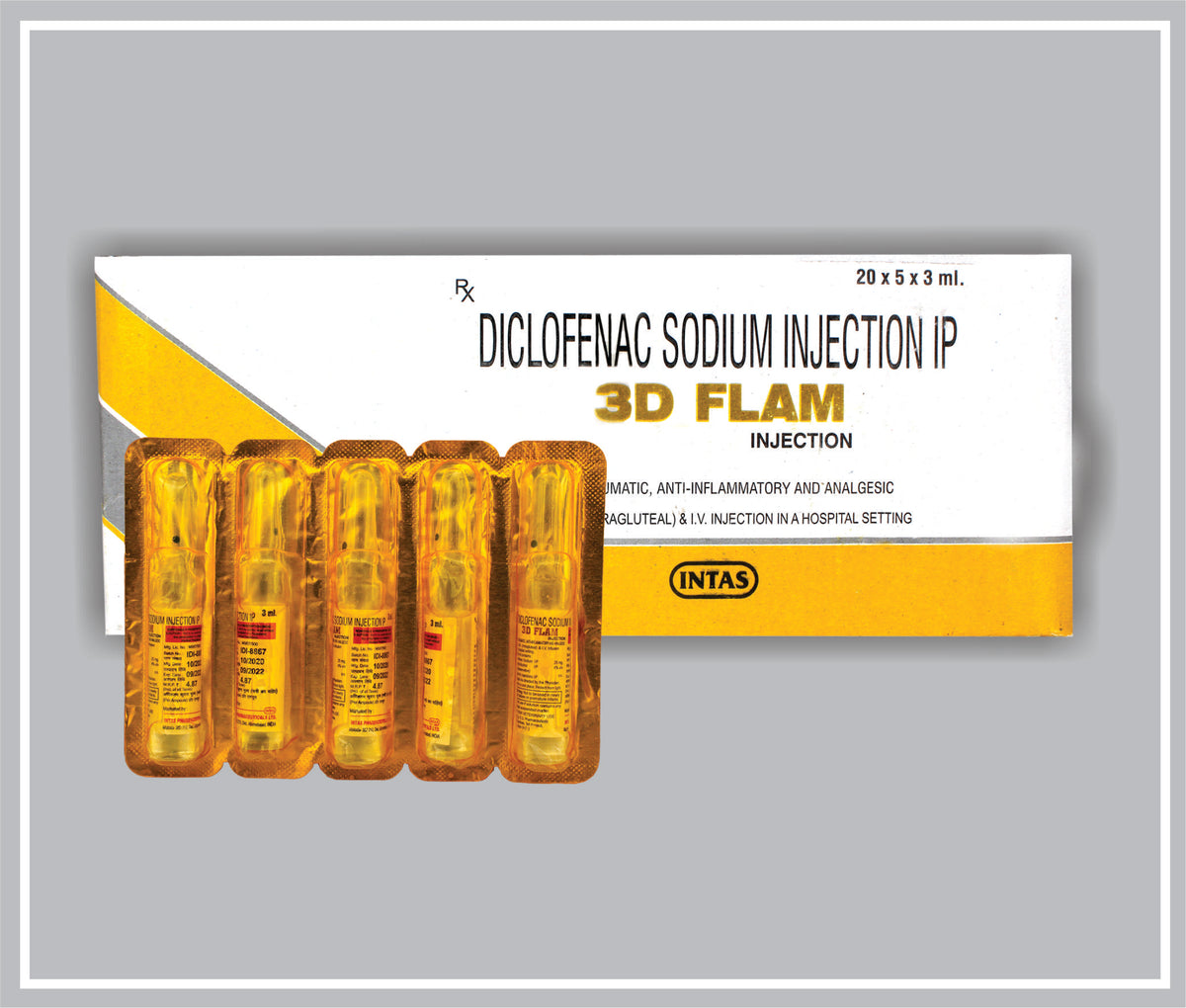 3D Flam Inj 3Ml (Diclofenac Sodium 25Mg/Ml ) By Intas