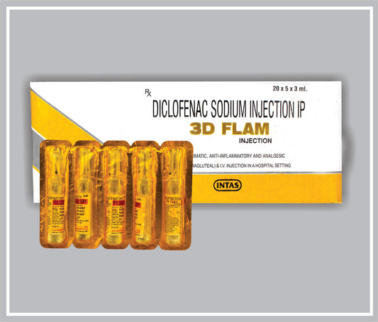 3D Flam Inj 3Ml (Diclofenac Sodium 25Mg/Ml ) By Intas