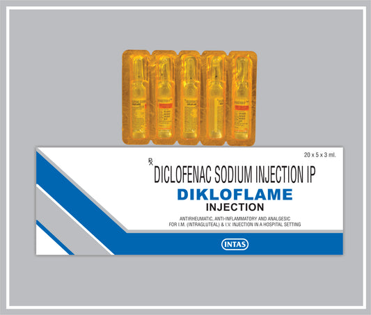 Dikloflame Inj  3 Ml (Diclofenac Sodium 25Mg/Ml ) By Intas