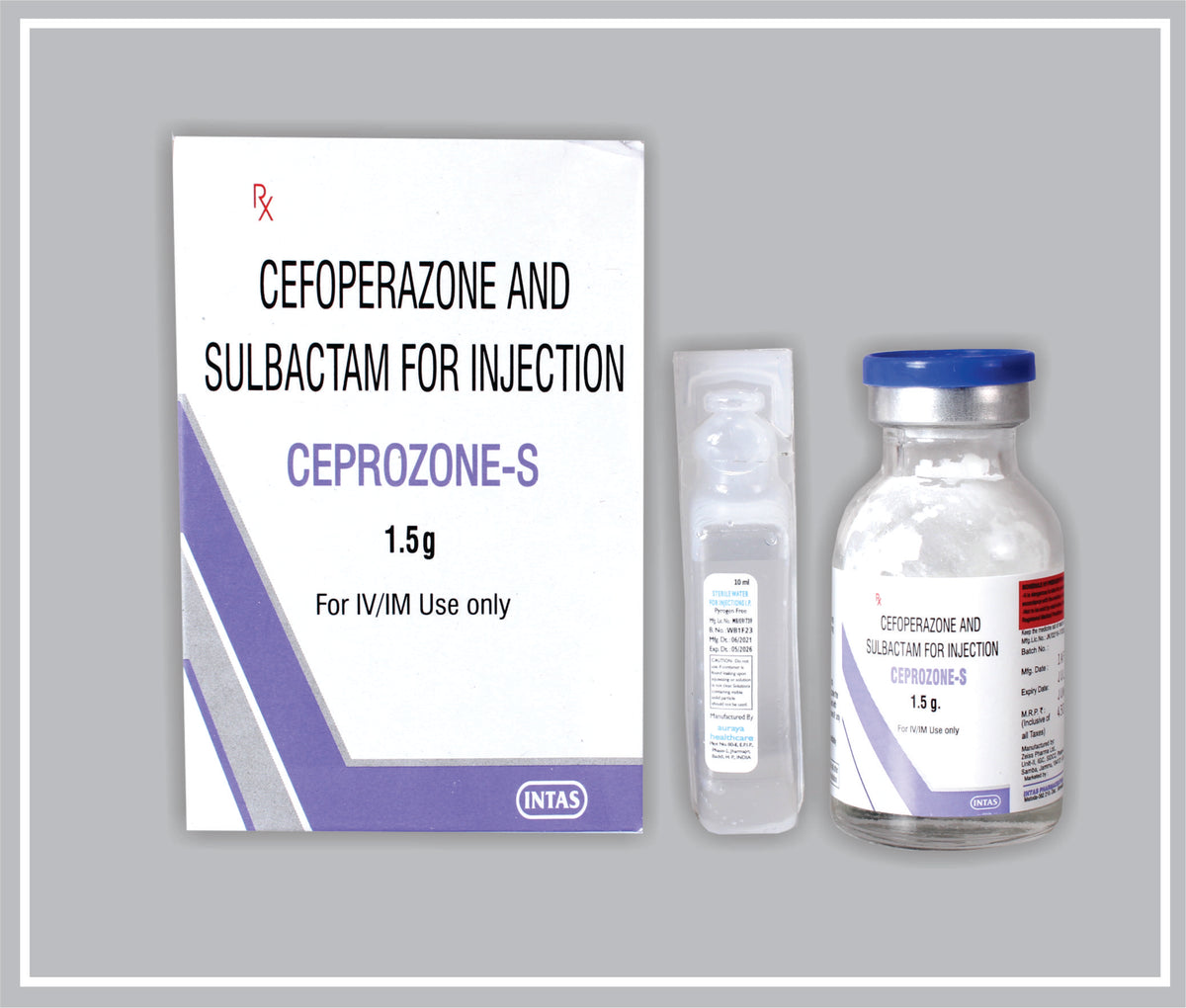 Ceprozone-S Inj. 1.5Gm (Cefoperazone Sodium 1Gm + Sulbactam Sodium 500Mg ) By Intas