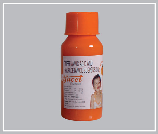 Mifucet Sus 60 Ml (Mefenamic Acid 50Mg  + Paracetamol 125Mg /5Ml, Orange Flavour) By Intas