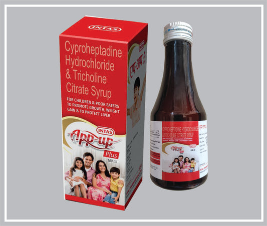 App Up Plus Syp 100 Ml (Cyproheptadine  Hydrochloride 2Mg + Tricholine Citrate 275 Mg, Flavoured Syrupy Base) By Intas