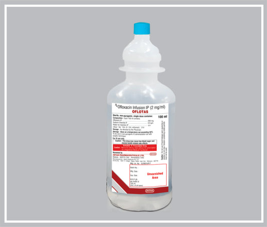 Oflotas Inj 100Ml (Without Carton) (Ofloxacin 200Mg + Sodium Chloride 900Mg ) By Intas