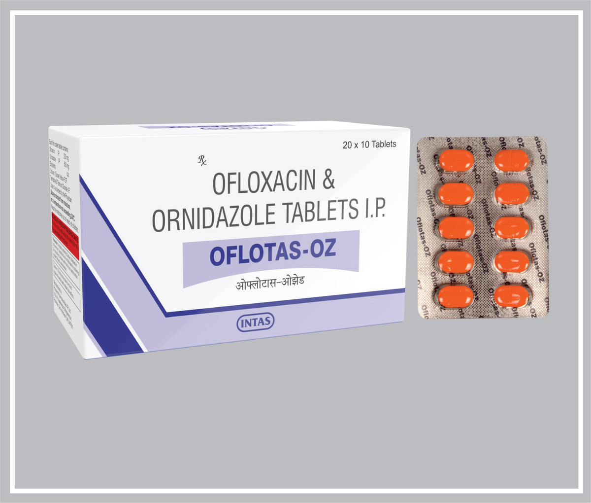 Oflotas-Oz 10 Tab (Ofloxacin 200Mg + Ornidazole 500Mg) By Intas