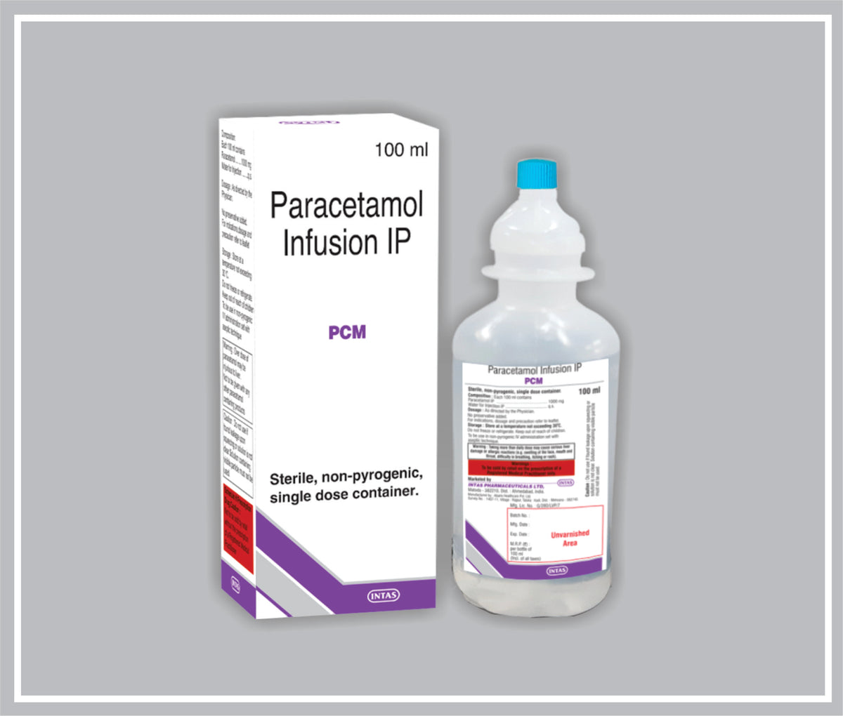Pcm Inj. 100 Ml (Paracetamol 1%W/V ) By Intas