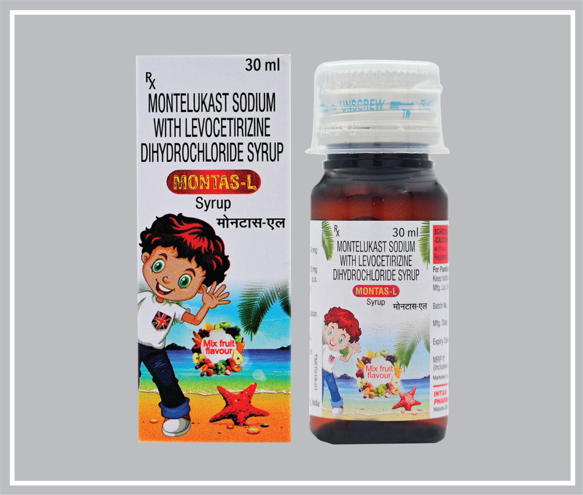 Montas-L Syp 30 Ml (Montelukast Sodium 4Mg + Levocetirizine 2.5Mg /5Ml ) By Intas