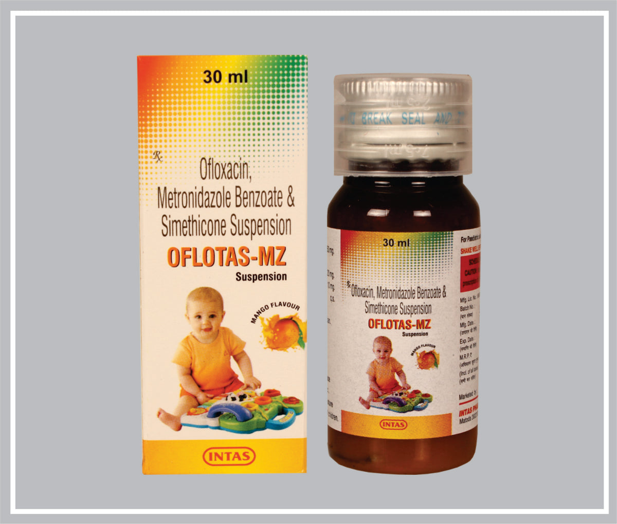 Oflogyl-Mz Suspension 30 Ml (Ofloxacin 50Mg + Metronidazole 120Mg + Simethicone 10Mg /5Ml ) By Intas